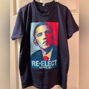 Obama Re-Election 2012 Tee, Navy Blue Size M